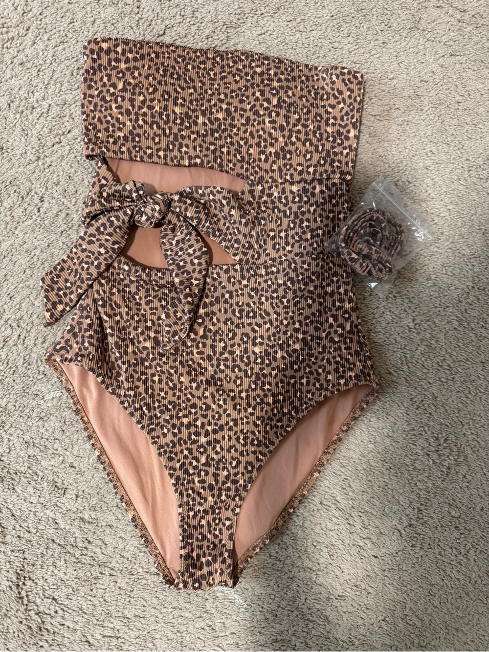 Aerie Leopard Print One-Piece Swimsuit with Tie Front